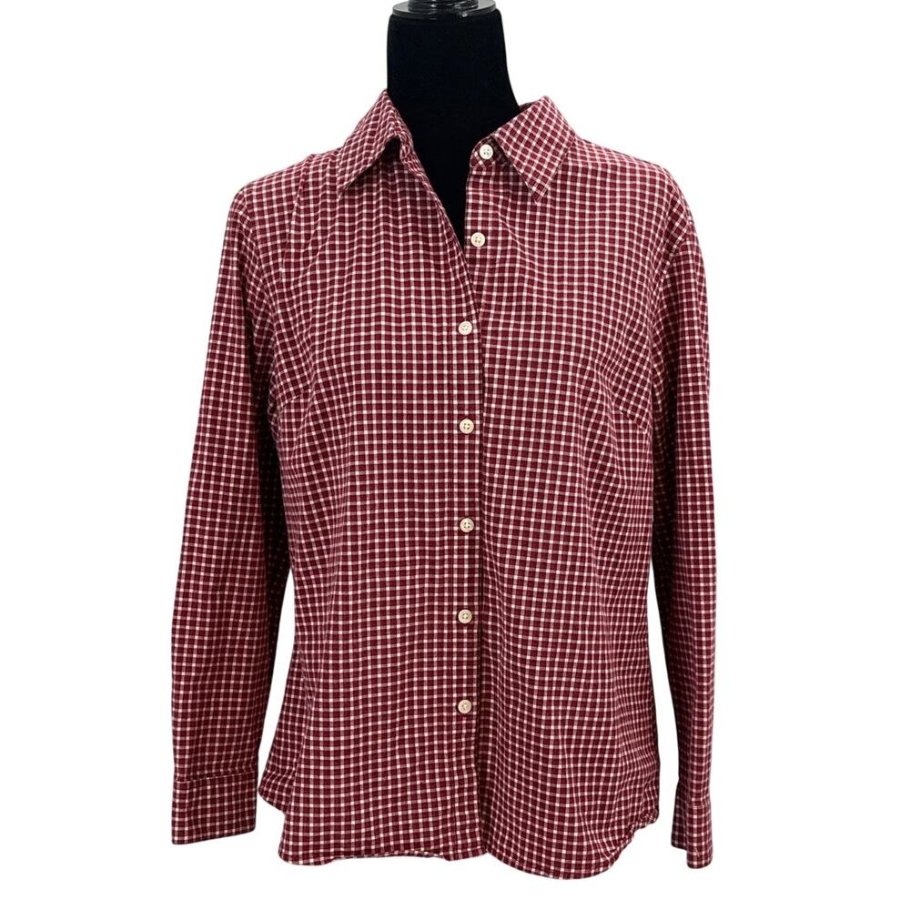 Eddie Bauer Women's Button Down Red Checked XL
